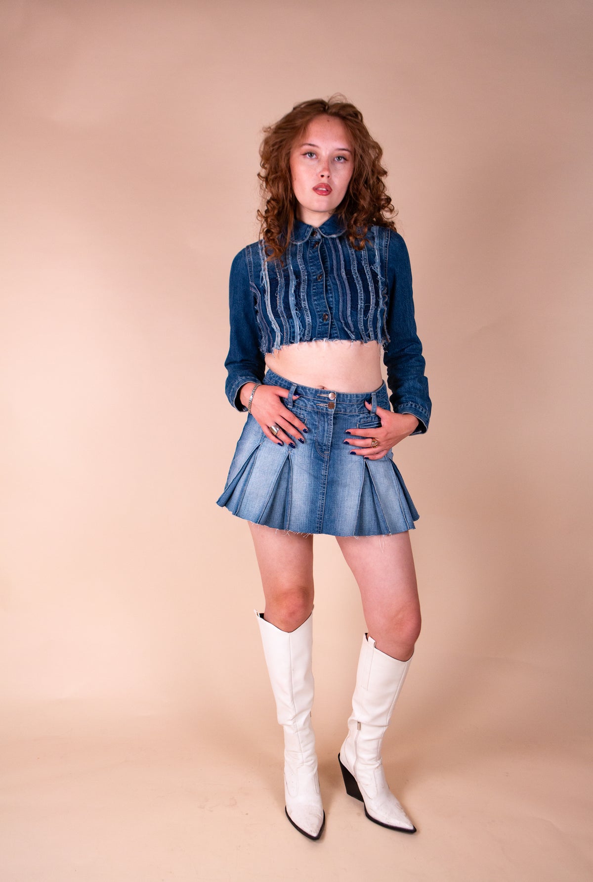 Reworked Denim Cropped Jacket