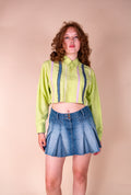 Reworked Lime Cropped Shirt