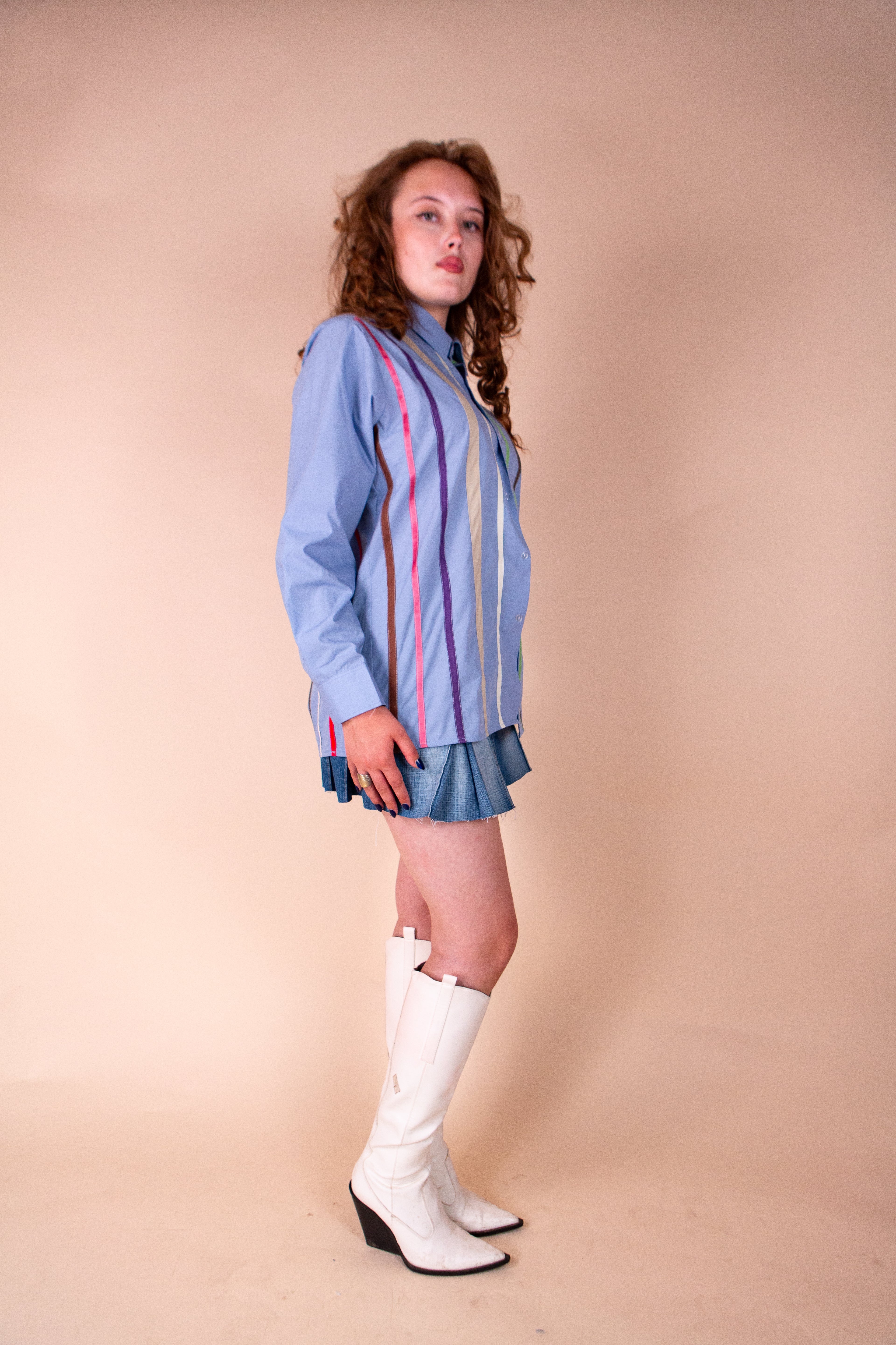 Reworked Retro Sky Blue Shirt