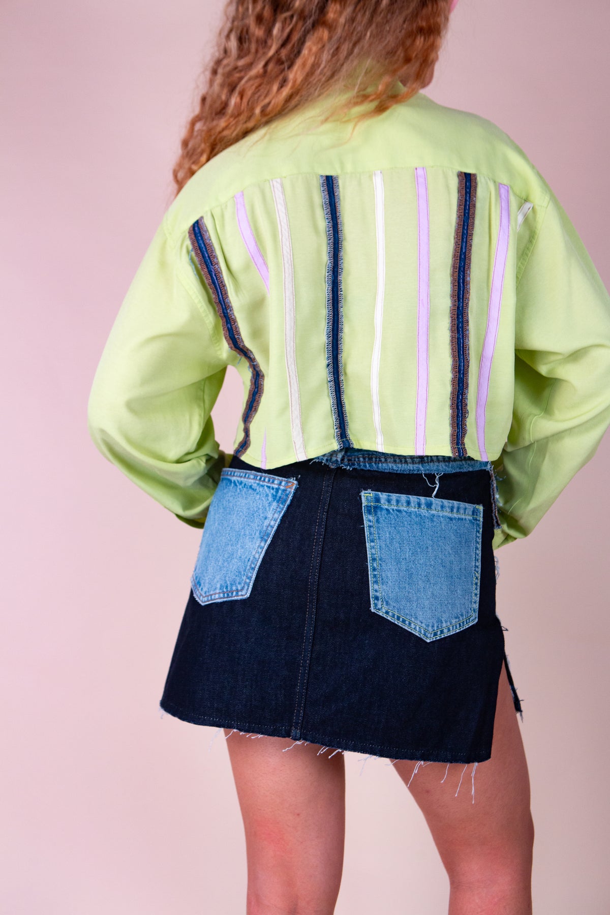 Reworked Denim Mini Skirt