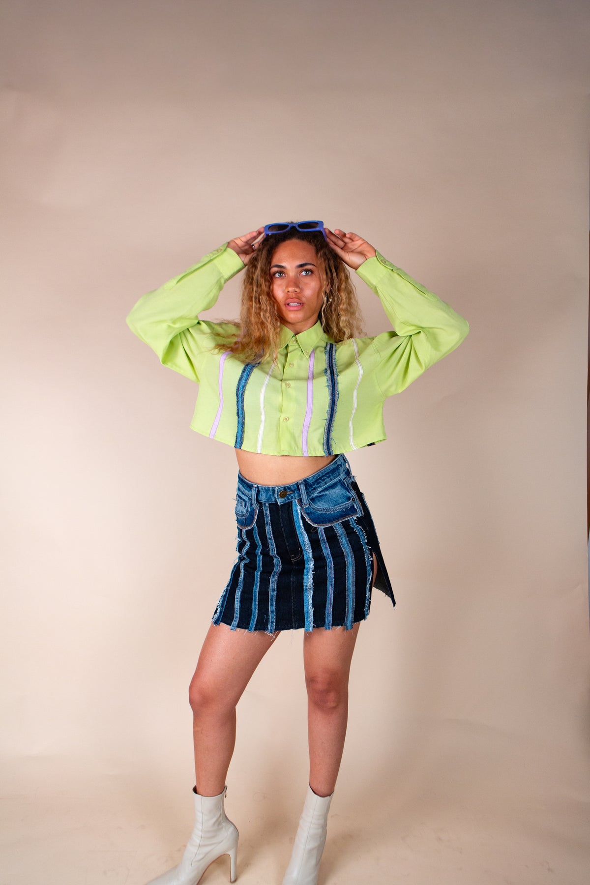 Reworked Denim Mini Skirt